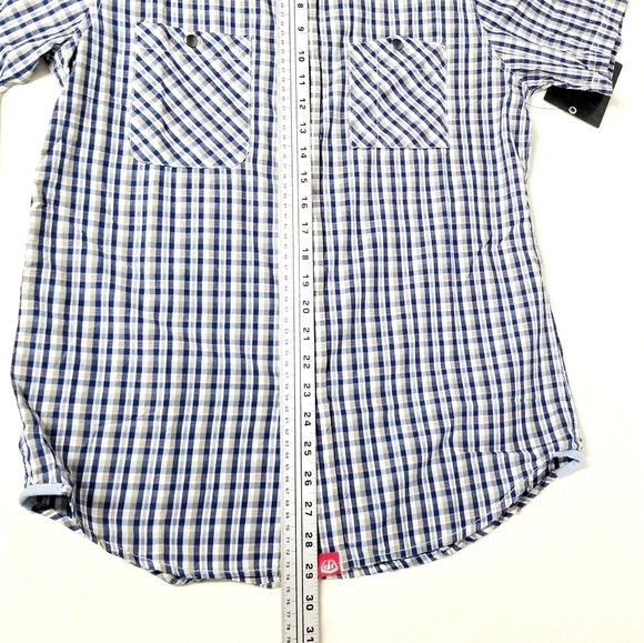 NWT TroyLee Designs Men's Blue Plaid Shortsleeve Casual Work Buttondown Shirt, S - Picture 5 of 8